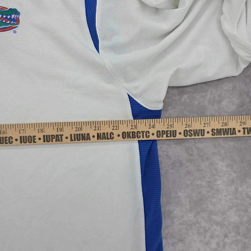 Vintage Florida Gators Nike Team Polo Shirt Mens L White Blue FIT DRY Athletic
